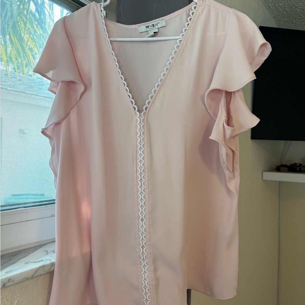 WHBM Pink Ruffle Top